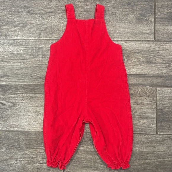 Vintage red corduroy embroidered bunny baby Overalls - Picture 4 of 6